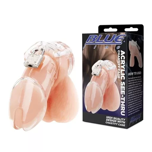 blue-line-acrylic-see-thru-chastity-cage Blue Line Acrylic See-Thru Chastity Cage