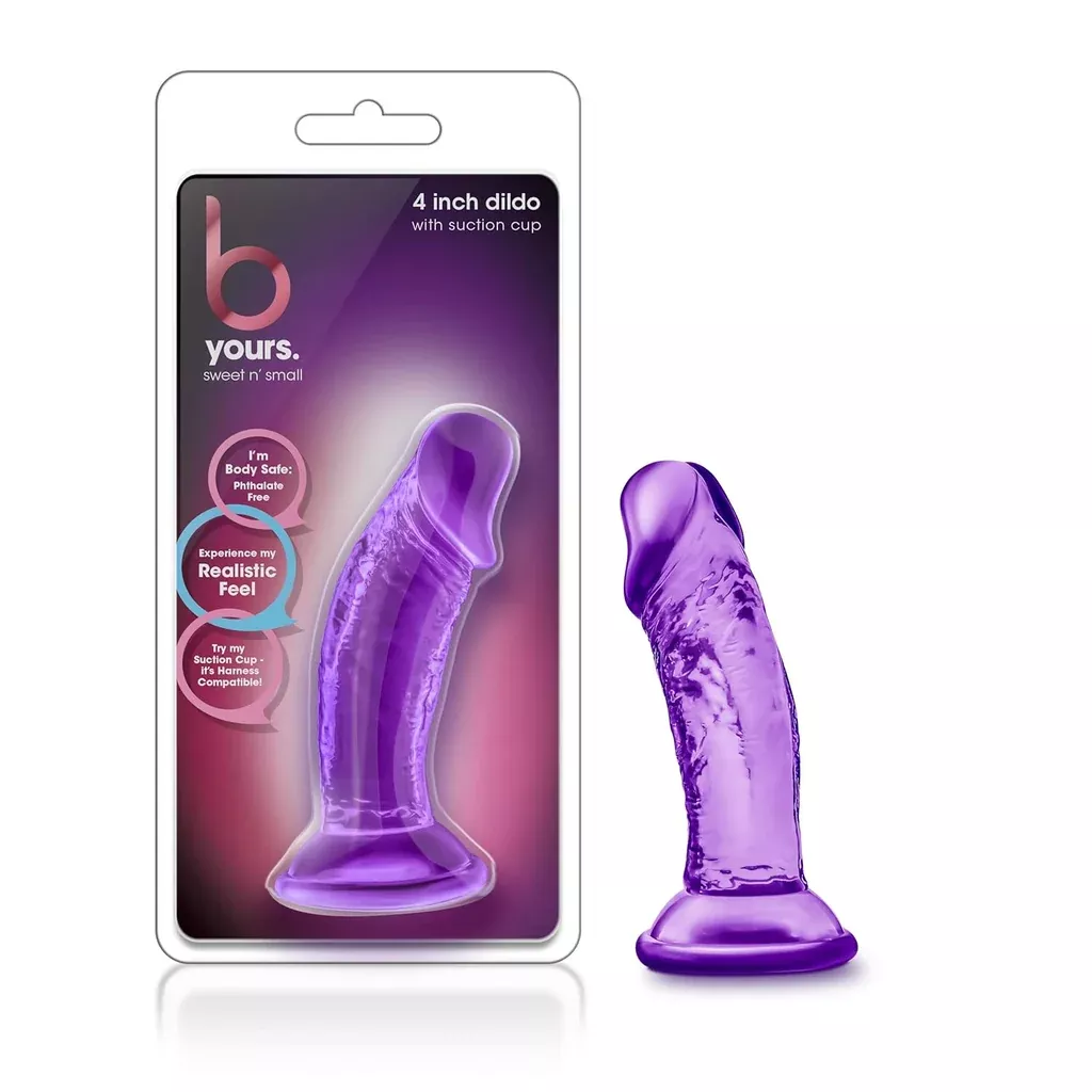 blush-b-yours-sweet-n-small-4-5-realistic-dildo-short-thick-strap-on-suction-cup Blush B Yours Sweet N' Small 4.5" Realistic Dildo - Short, Thick, Strap-On Suction Cup Dildo For Pegging G-Spot - Beginner Body Safe, Soft Anal Sex Toy For Women, Men & Couples Pleasure - Clear Purple