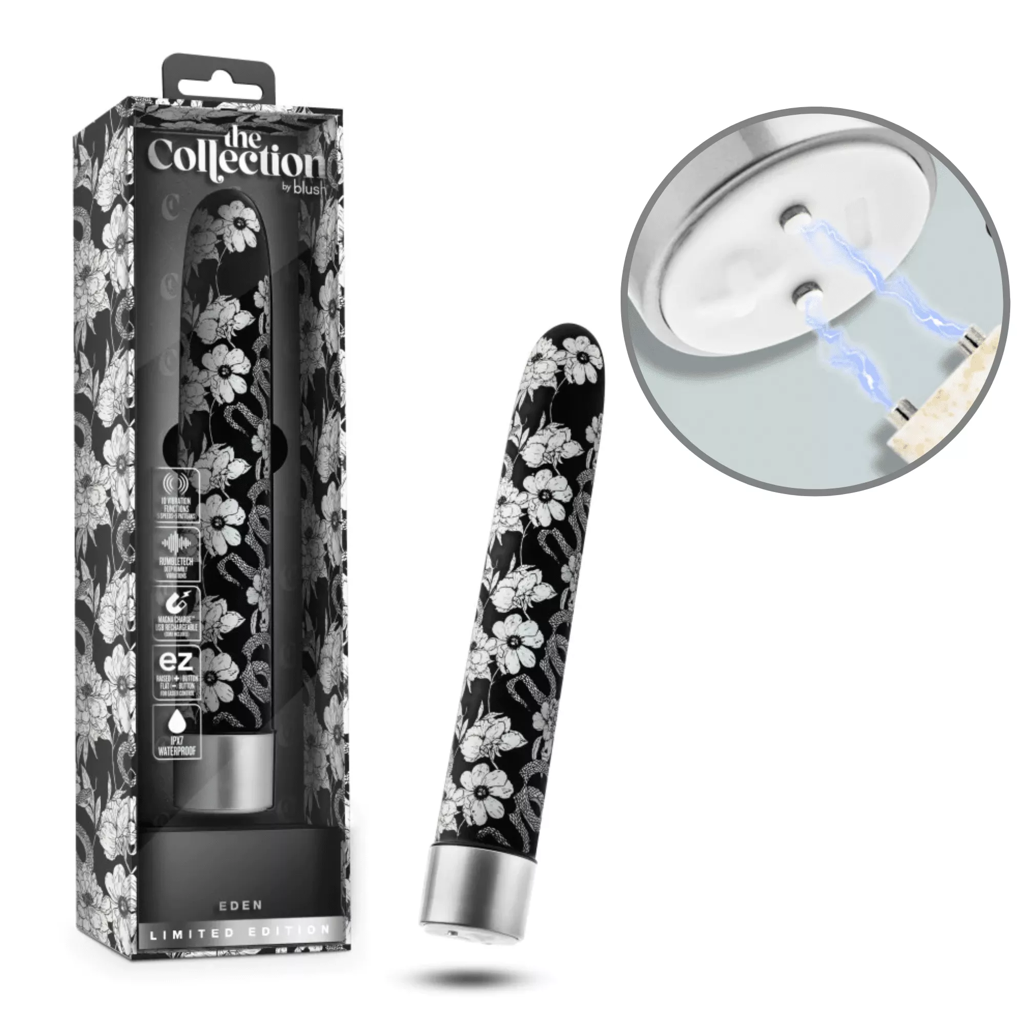 blush-novelties-collection-eden-black-waterproof-vibrating-slimline-g-spot-vibra Blush Novelties Collection Eden Black Waterproof Vibrating Slimline G-Spot Vibrator
