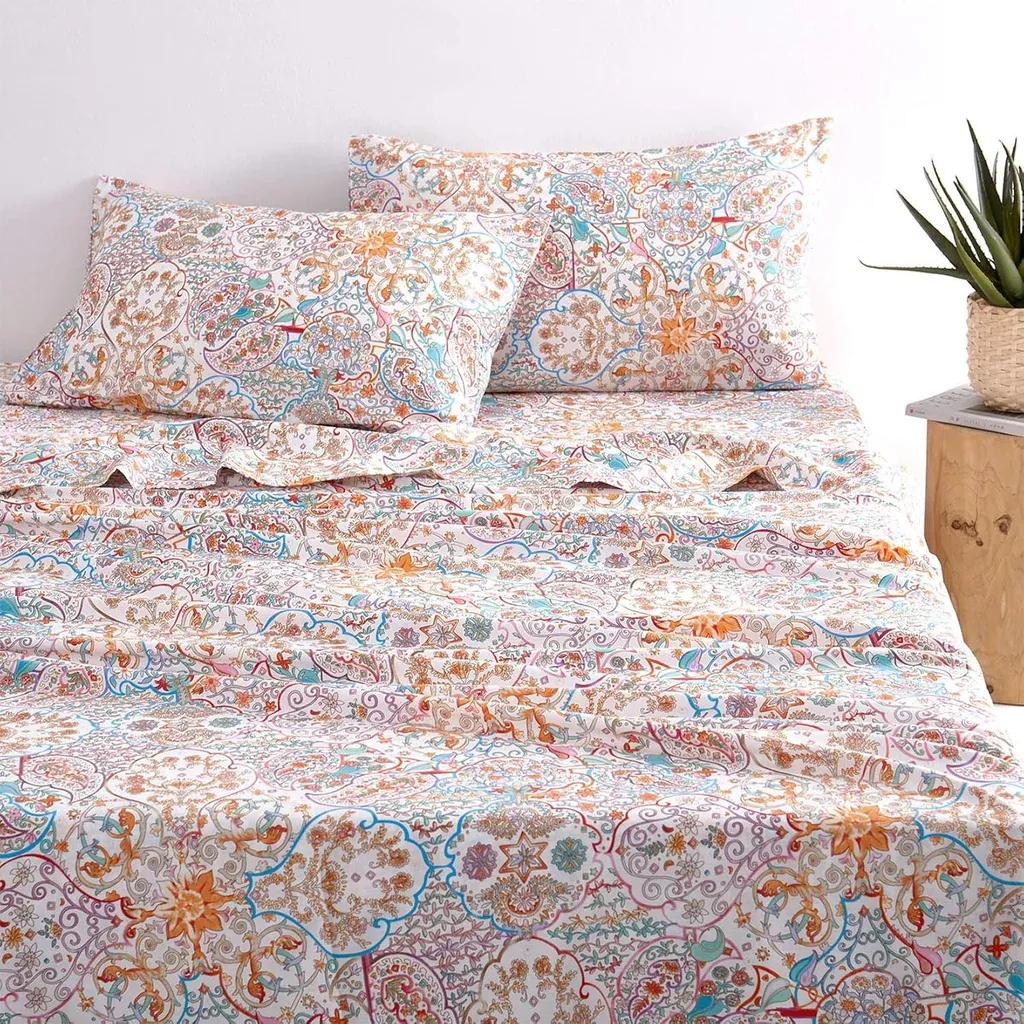bohemian-sheet-set-100-cotton-bedding-boho-chic-indian-mandala-printed-4 '- Bohemian Sheet Set, 100% Cotton Bedding, Boho Chic Indian Mandala Printed (4