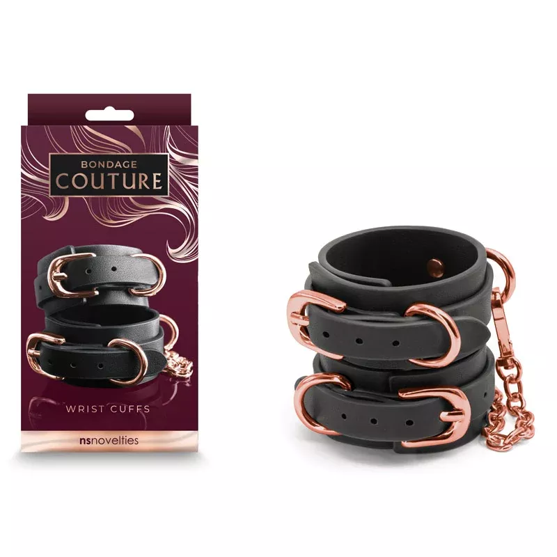 bondage-couture-wrist-cuffs-black-nsn-1306-33 Bondage Couture Wrist Cuffs - Black-(nsn-1306-33)