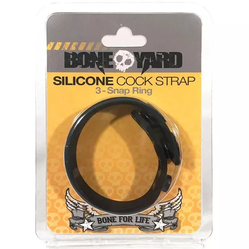 boneyard-silicone-cock-strap-black-black-3-snap-adjustable-cock-ring Boneyard Silicone Cock Strap Black - Black 3-Snap Adjustable Cock Ring