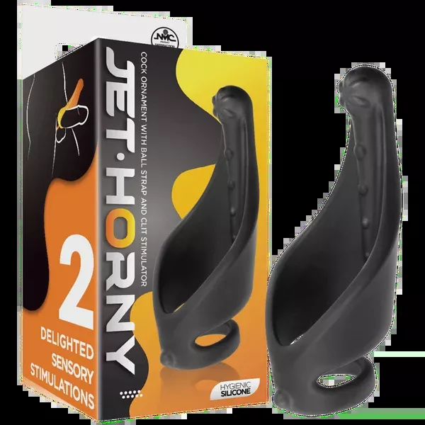 cock-ring-with-ball-strap-clit-stimulator-black Cock Ring with Ball Strap and Clit Stimulator (Black)