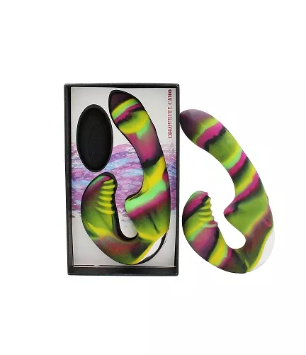 colourful-camo-tandem-remote-control-strapless-strapon-yellow Colourful Camo Tandem Remote Control Strapless Strapon Yellow