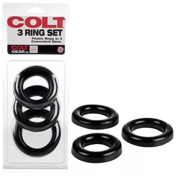 colt-3-ring-set-black-pliable-cock-rings-set-3-sizes Colt 3 Ring Set - Black Pliable Cock Rings - Set of 3 Sizes