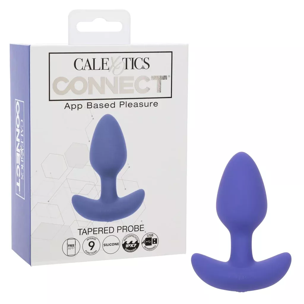 Connect Tapered Probe, App Controlled Anal Vibrator, 9-Function Vibrating Butt Plug, Waterproof Silicone Purple Se-0001-40-3