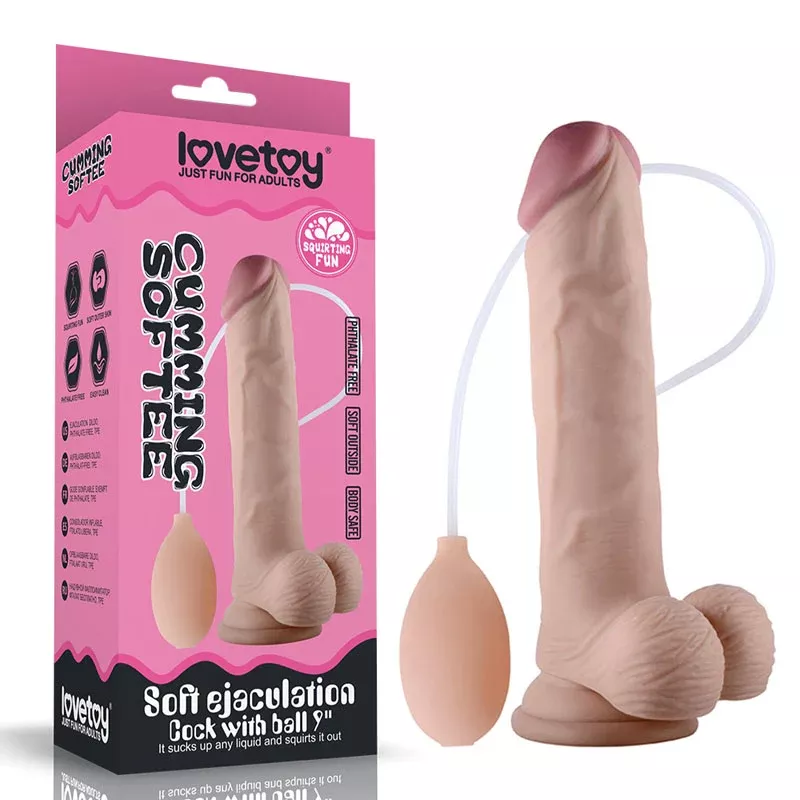 Cumming Softee Soft Ejaculation Cock 9'' with Balls-(lv316003)