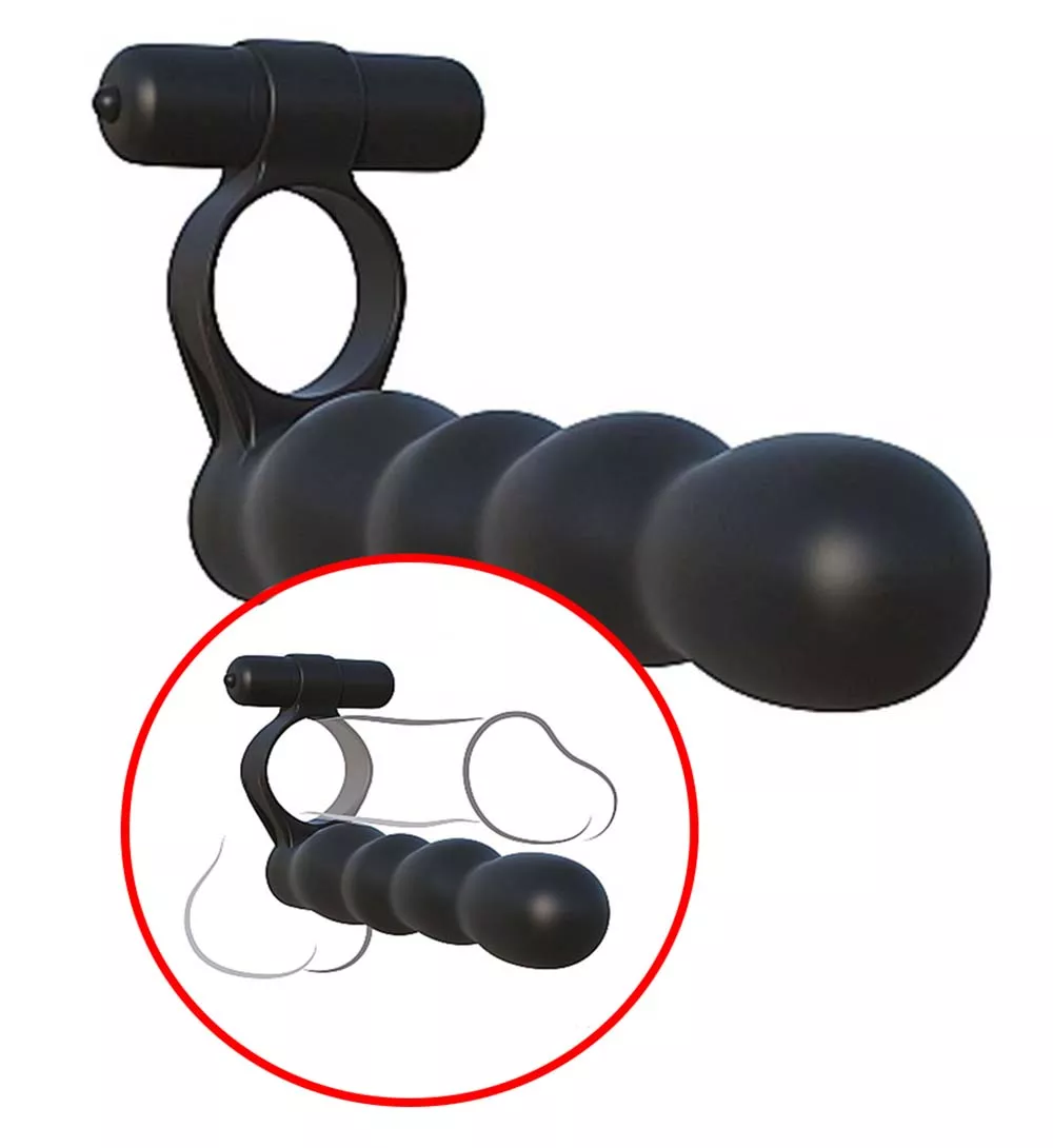 fantasy-c-ringz-posable-partner-silicone-double-penetrator-penis-ring-waterproof Fantasy C Ringz Posable Partner Silicone Double Penetrator Penis Ring Waterproof Black