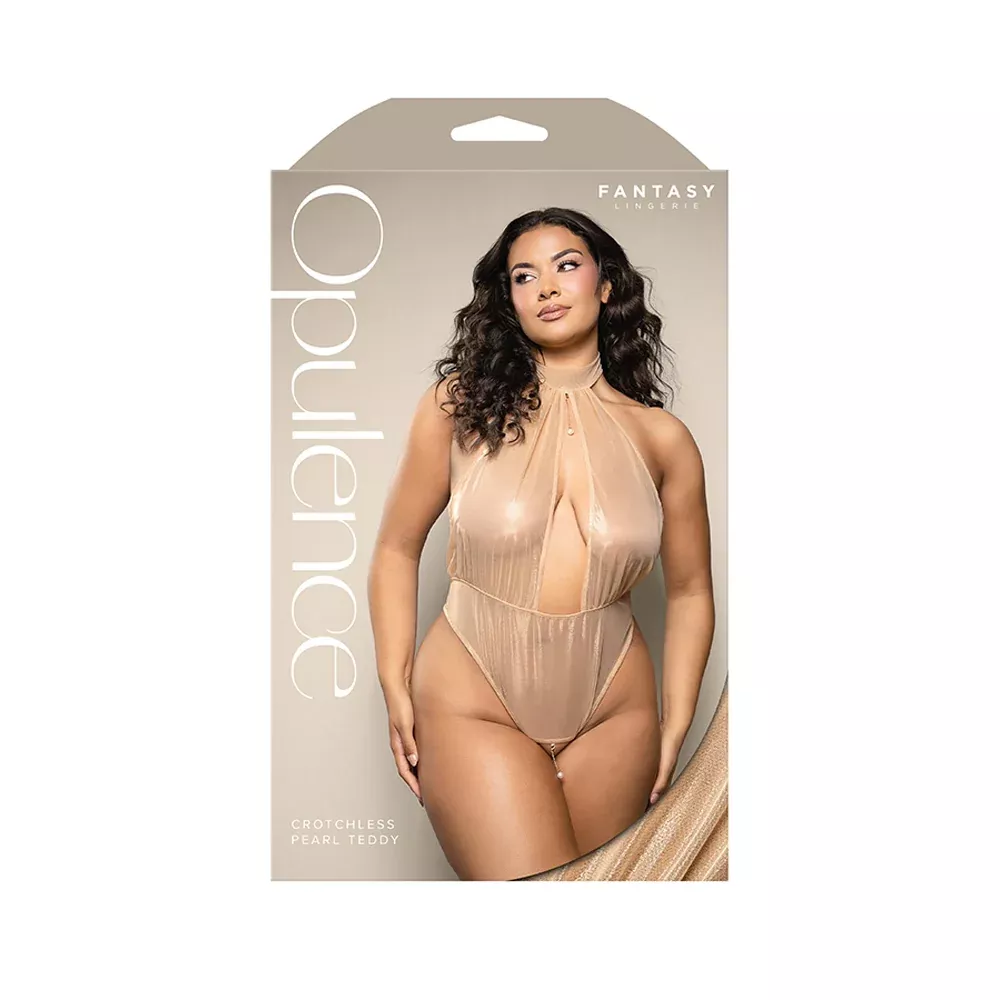 Fantasy Lingerie Crotchless Pearl Teddy Queen Size