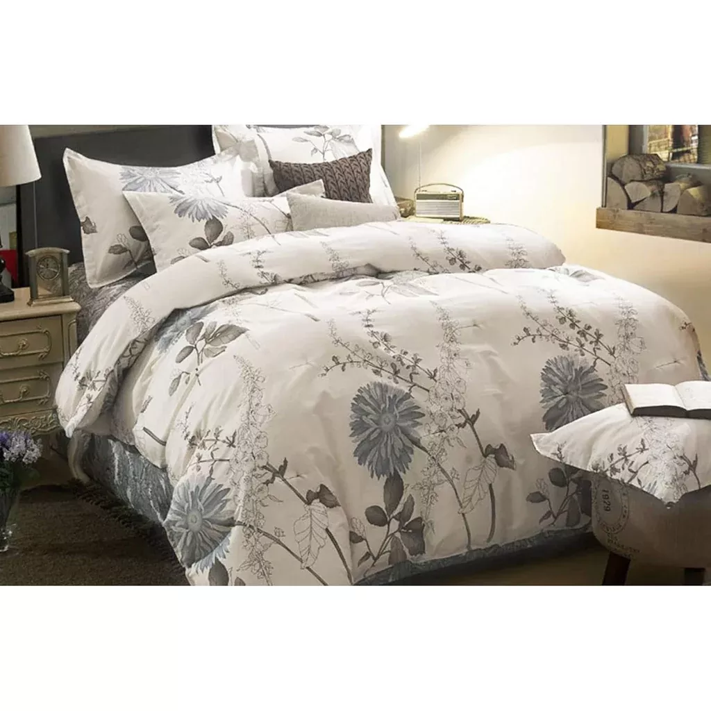 floral-comforter-set-botanical-flowers-pattern-printed-100-cotton-fabric '- Floral Comforter Set, Botanical Flowers Pattern Printed, 100% Cotton Fabric