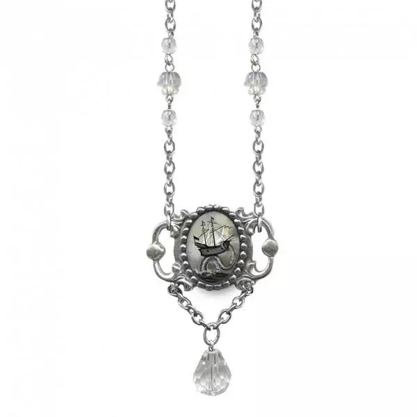 framed-gem-drop-ship-necklace-clear-glass-beads Framed Gem Drop Ship Necklace - Clear Glass Beads