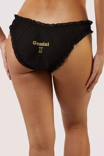 Gemini Chiffon Star Sign Panty - Black -