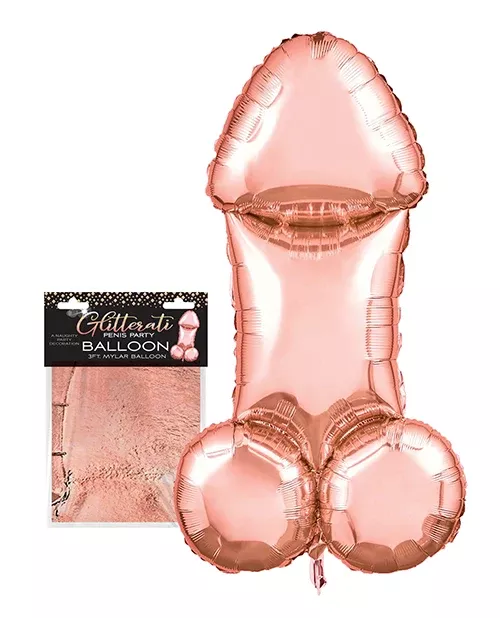 glitterati-penis-3-foot-mylar-balloon-rose-gold Glitterati Penis 3 Foot Mylar Balloon Rose Gold