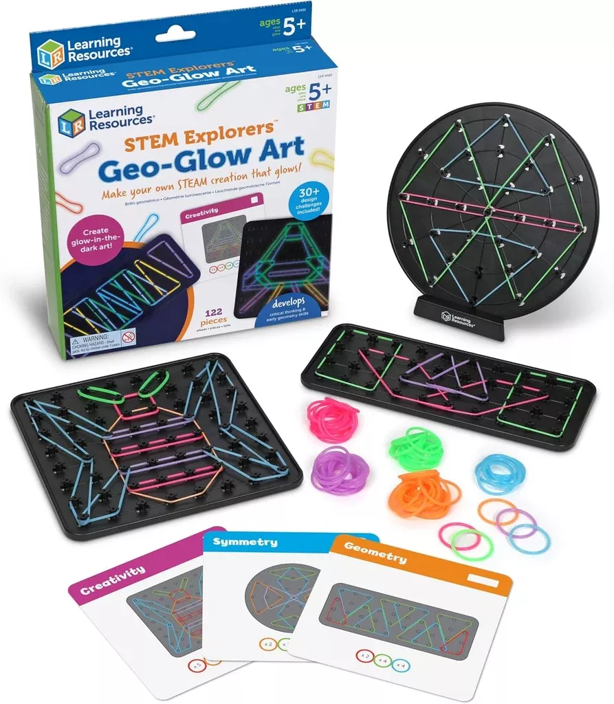 glow-in-dark-geo-art-stem-kit-kids-with-35-design-activities Glow-in-the-Dark Geo Art STEM Kit for Kids with 35 Design Activities