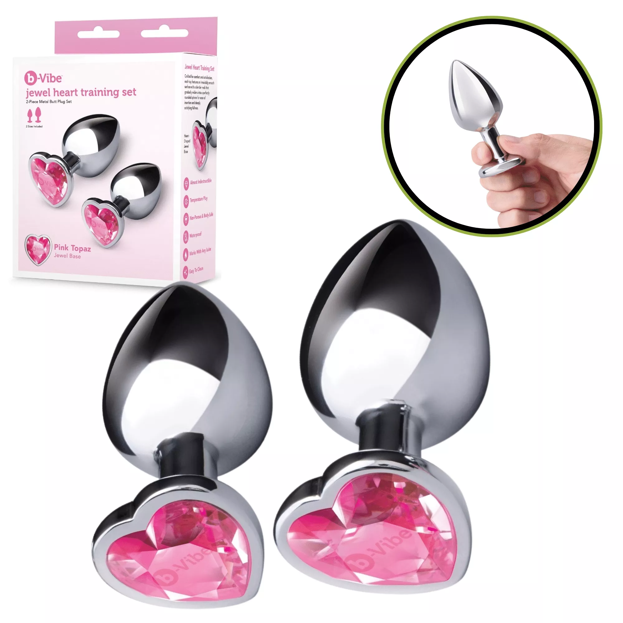 jeweled-heart-metal-hypoallergenic-butt-plug-beginners-training-set Jeweled Heart Metal Hypoallergenic Butt Plug For Beginners Training Set