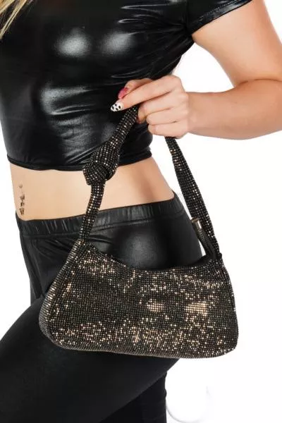 knotted-rhinestone-clutch-handbag-black Knotted Rhinestone Clutch Handbag - Black