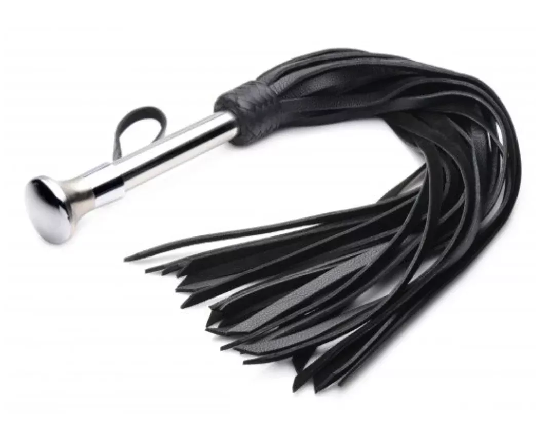 leather-flogger-with-stainless-steel-handle Leather Flogger with Stainless Steel Handle