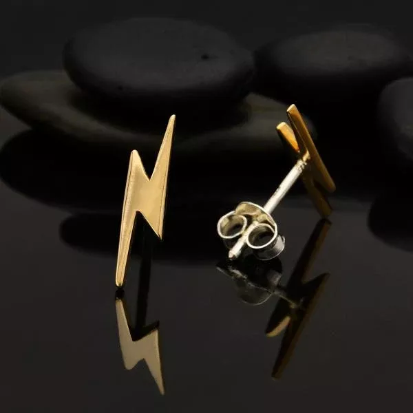 lightning-bolt-post-earrings-14x4mm-bronze Lightning Bolt Post Earrings 14x4mm - Bronze