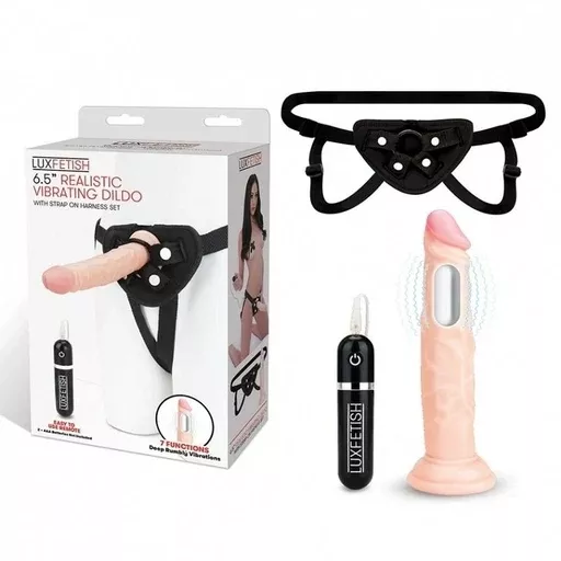 Lux Fetish 6.5" Realistic Vibrating Dildo & Strap-on Harness