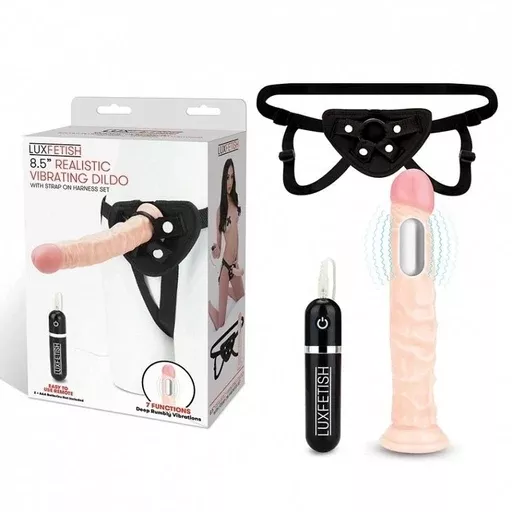 lux-fetish-8-5-realistic-vibrating-dildo-strap-on-harness-set Lux Fetish 8.5" Realistic Vibrating Dildo & Strap-on Harness Set