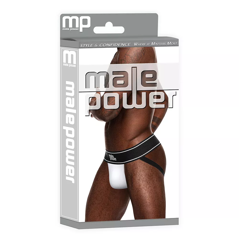 Male Power Modal Rib Jockstrap White L XL