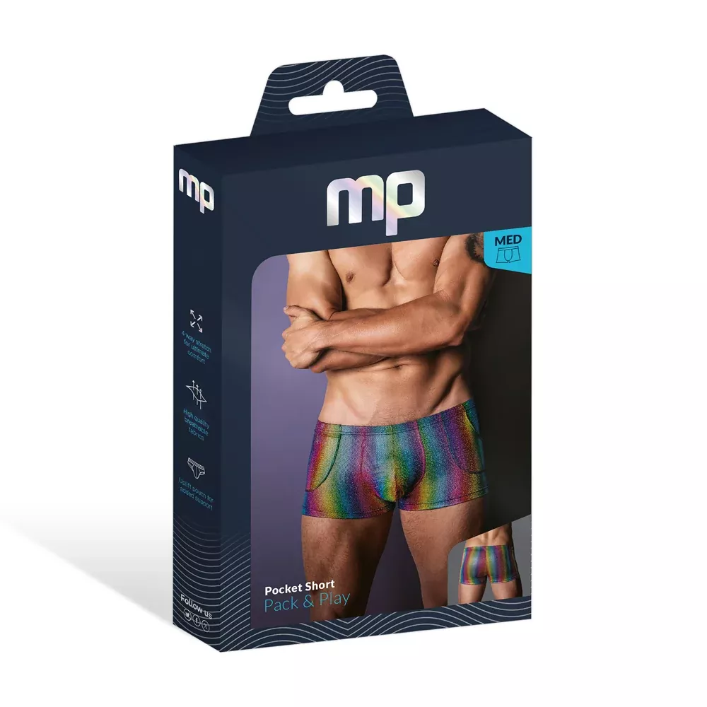 Male Power Pack & Play Pocket Short Rainbow Small