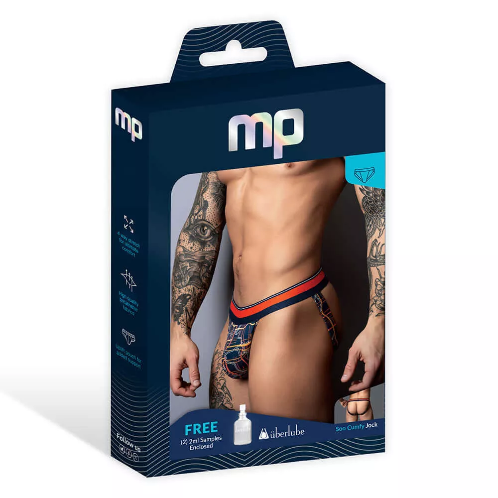 Male Power Soo Cumfy Thong Navy Orange L XL