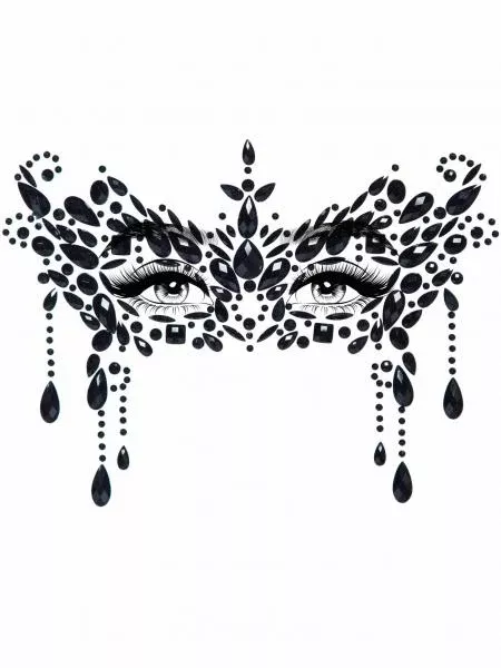 masquerade-mask-rhinestone-stick-on-face-jewels-black Masquerade Mask Rhinestone Stick-On Face Jewels - Black