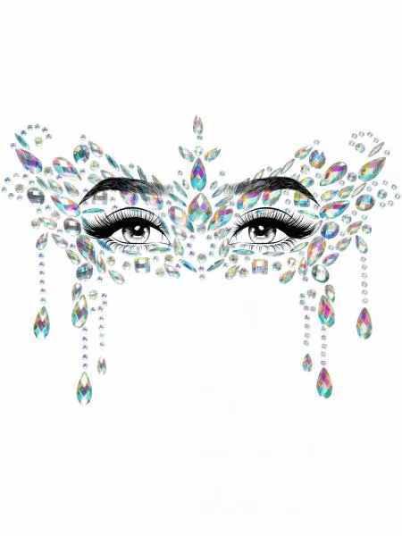 Masquerade Mask Rhinestone Stick-On Face Jewels - Clear