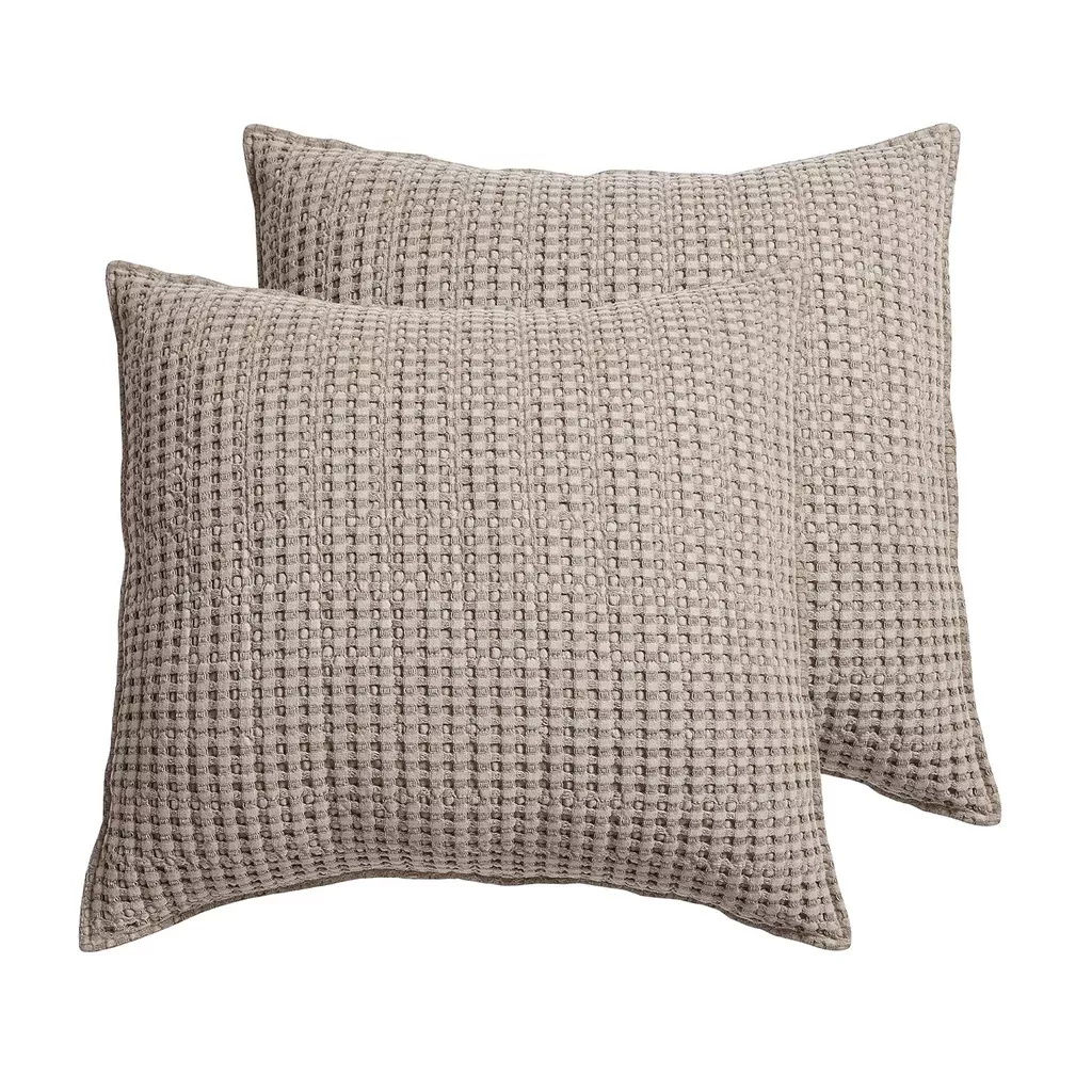 mills-waffle-euro-sham-set-two-taupe-sham-size-26-x-26in '- Mills Waffle - Euro Sham (Set Of Two) - Taupe - Sham Size (26 X 26In.)