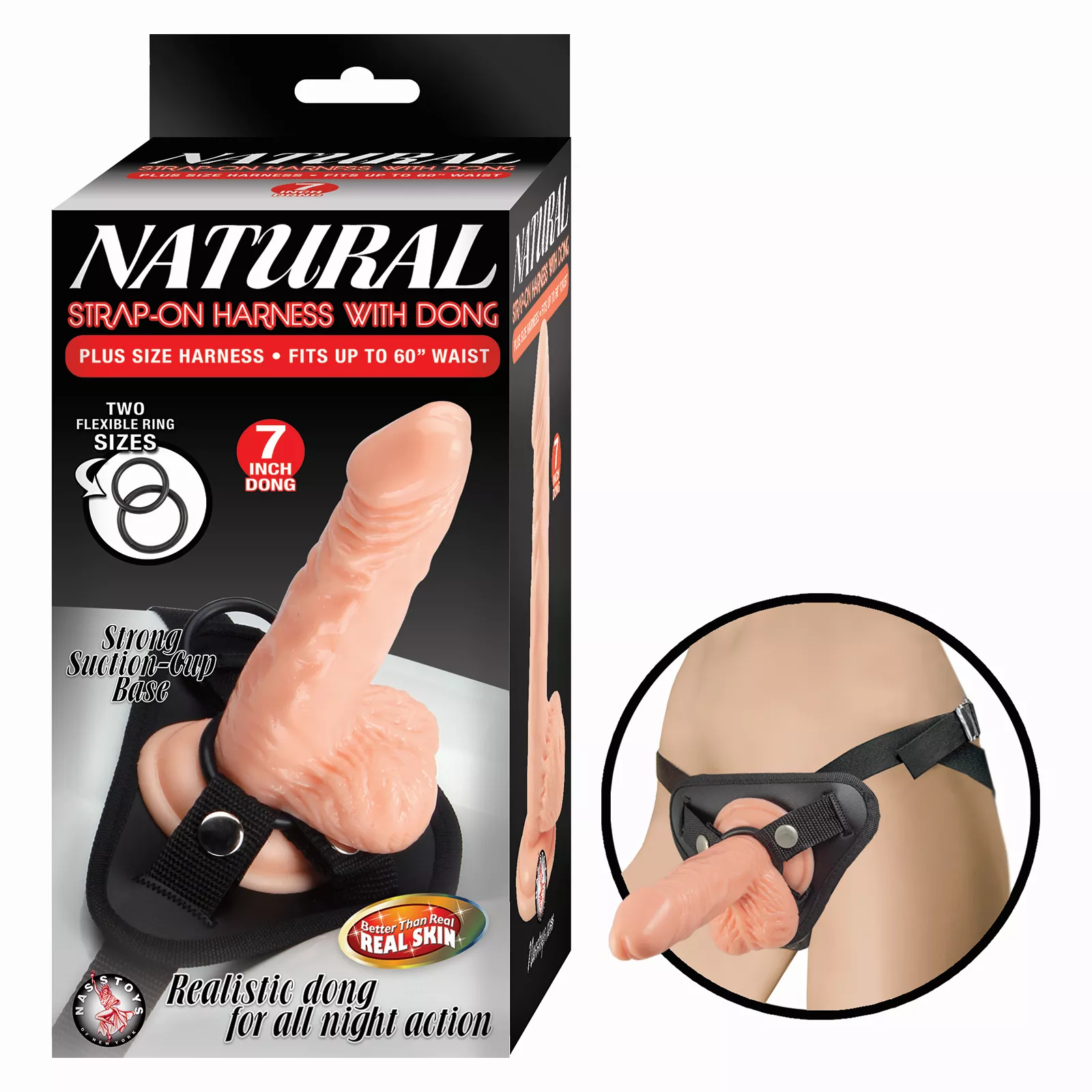 Nasstoys – Natural Strap-On Plus Size Harness with 7″ Dong (Light Flesh)