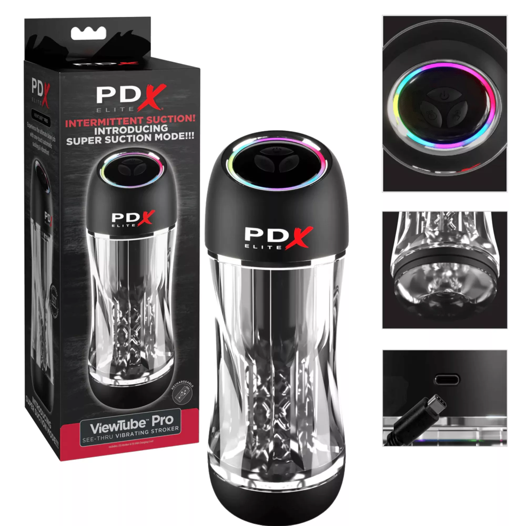 Pdx Elite Viewtube Pro Sleeve Stroker Super Suction Vibrating Masturbator