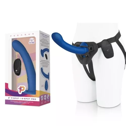 Pegasus 8" Remote Control P-Spot G-Spot Silicone Peg with Harness included