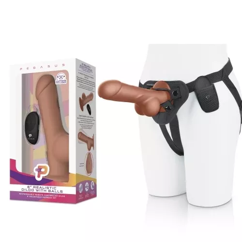 pegasus-8-remote-control-realistic-silicone-dildo-with-balls-harness-included Pegasus 8" Remote Control Realistic Silicone dildo with balls and Harness included