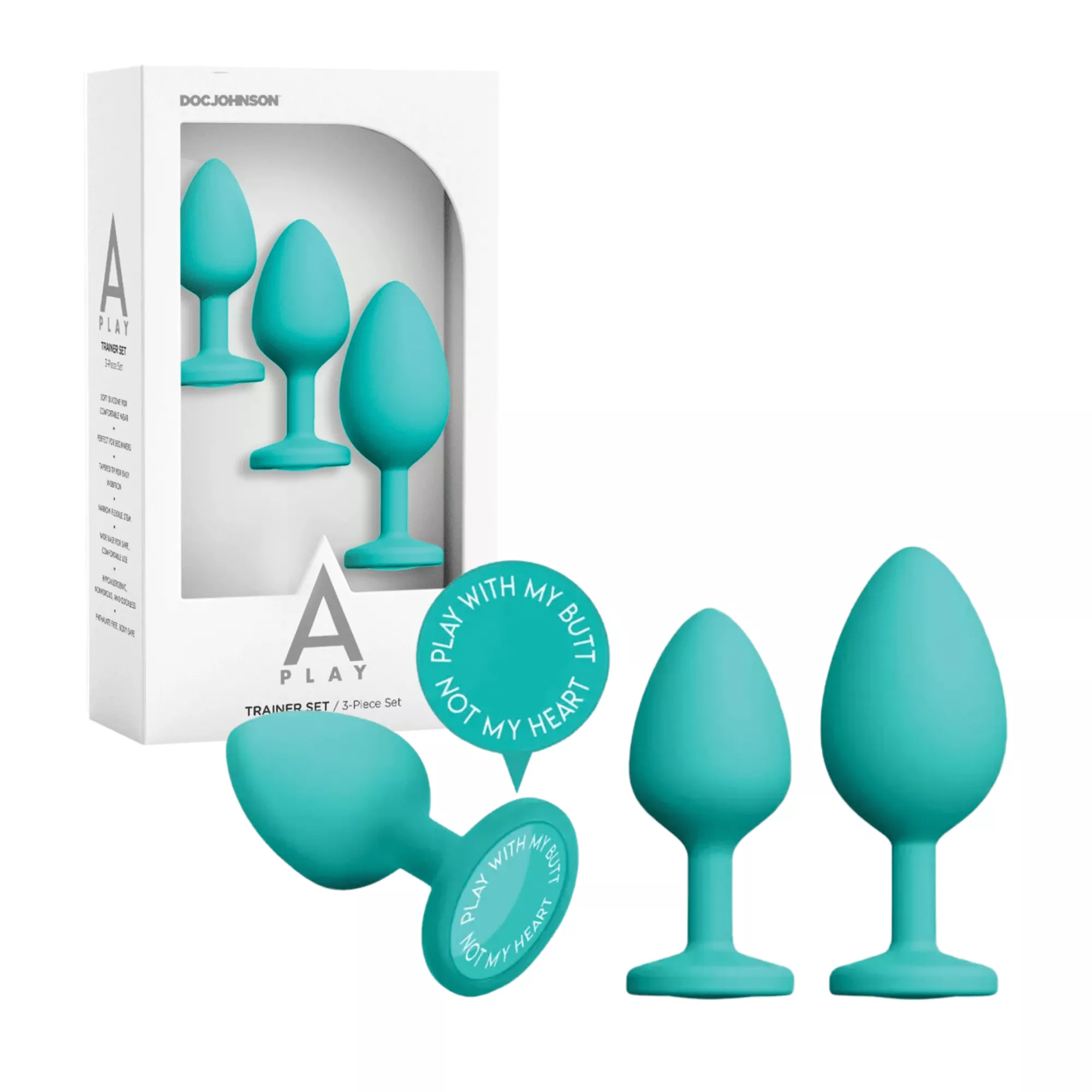 play-silicone-anal-trainer-set-tapered-tip-3-pieces-butt-plugs-beginners-teal A Play Silicone Anal Trainer Set Tapered Tip 3-Pieces Butt Plugs For Beginners – Teal