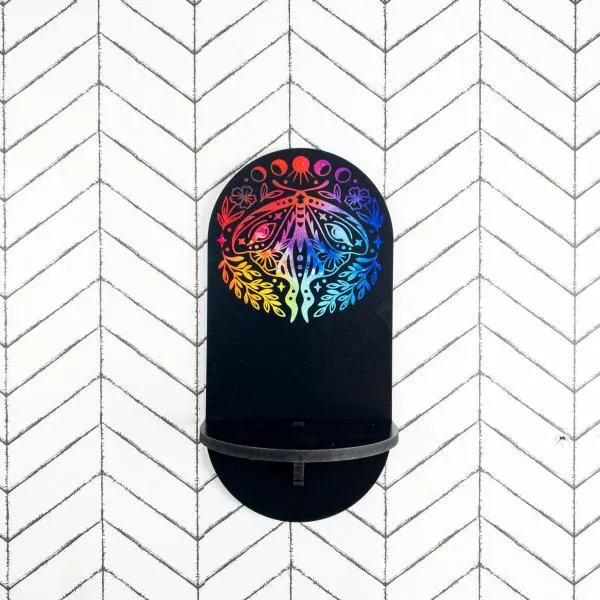 printed-pill-shelf-black-rainbow-moth Printed Pill Shelf - Black & Rainbow Moth