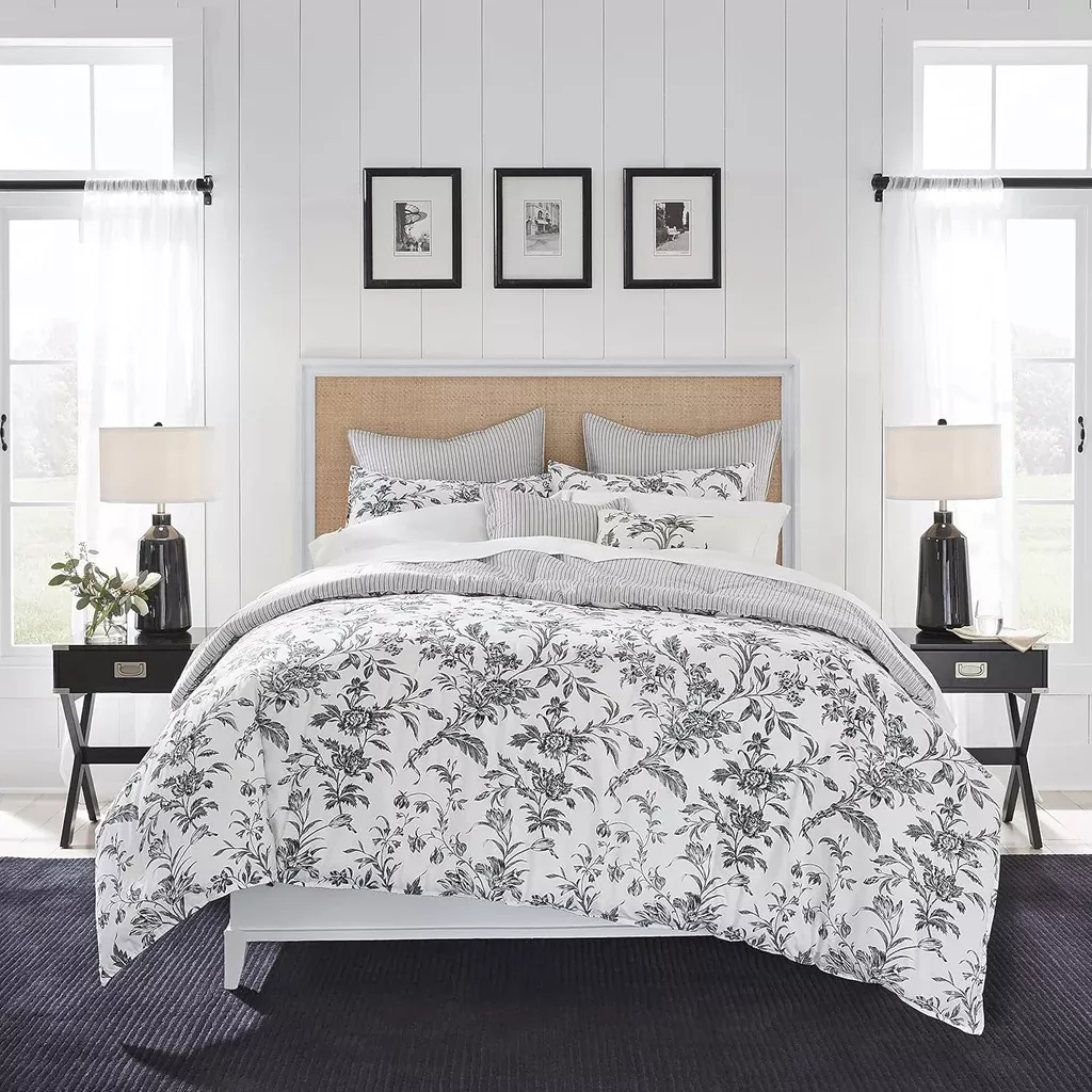 queen-comforter-set-reversible-cotton-bedding-includes-matching-shams-with '- Queen Comforter Set, Reversible Cotton Bedding, Includes Matching Shams With