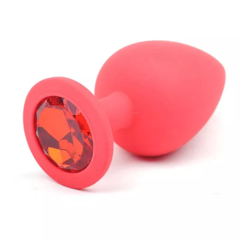 red-silicone-anal-plug-large-w-red-diamond Red Silicone Anal Plug Large w Red Diamond