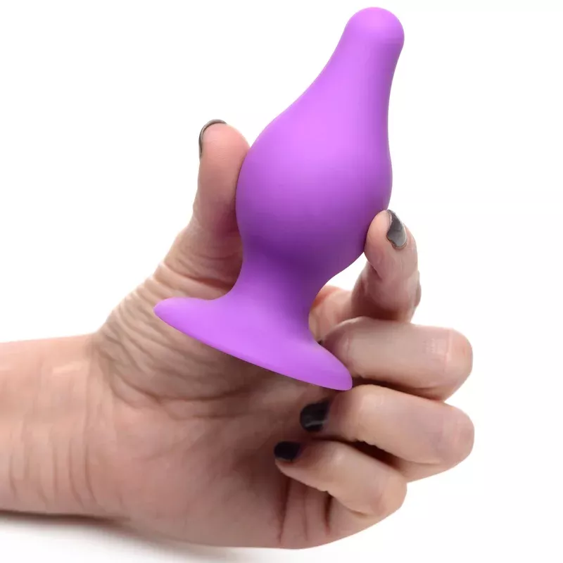 squeezable-tapered-medium-anal-plug-purple Squeezable Tapered Medium Anal Plug - Purple