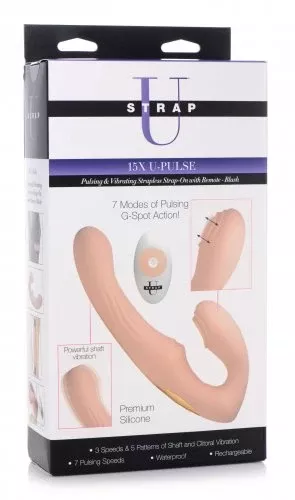 strap-u-15x-u-pulse-pulse-vibe-strapless-strap-on-w-remote-blush Strap U 15X U-Pulse Pulse & Vibe Strapless Strap-on w/ Remote - Blush