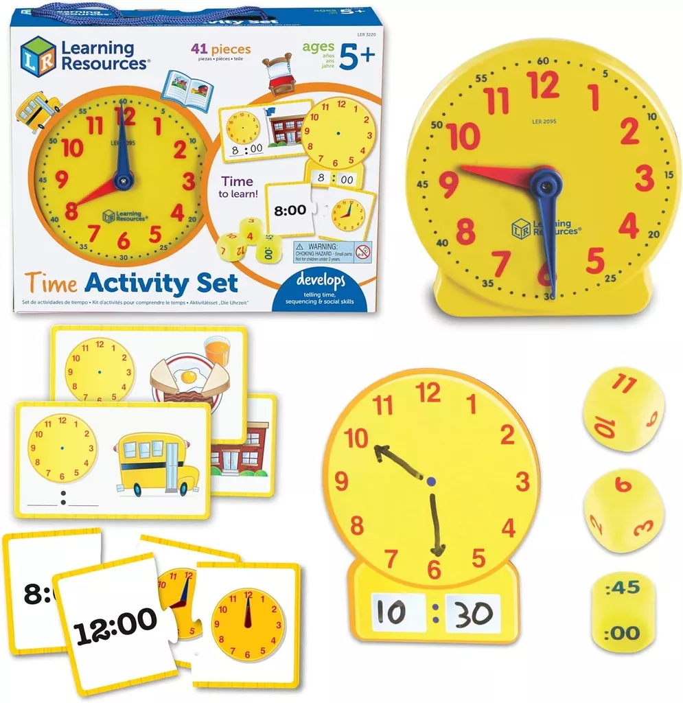 time-telling-learning-activity-set-with-analog-clock-practice-cards Time Telling Learning Activity Set with Analog Clock & Practice Cards