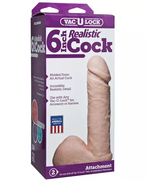 vac-u-lock-6-inch-realistic-dildo-white Vac-U-Lock 6 inch Realistic Dildo White