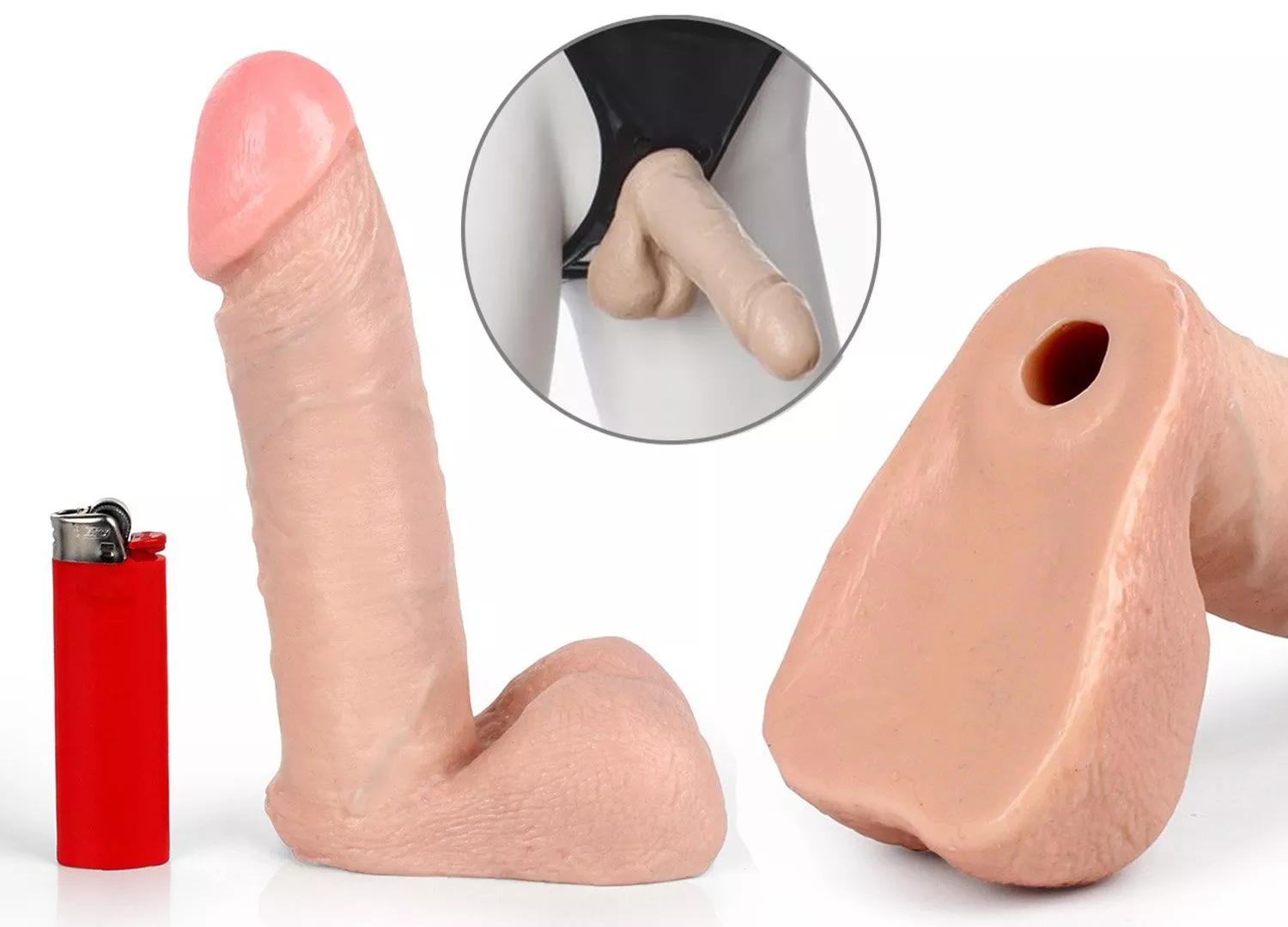 Vac U Lock O-Ring Harness Compatible 6-inch Realistic Dildo-Flesh