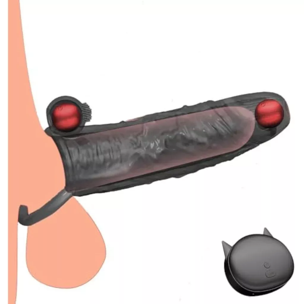 vibrating-penis-extender-10-vibration-enlargement-silicone-cock-sleeve-with-ball Vibrating Penis Extender 10 Vibration Enlargement Silicone Cock Sleeve With Ball Stretcher For Enlarge Thicken, Remote Control Realistic Penis Girth Sleeve, Sex Toy For Men & Couple