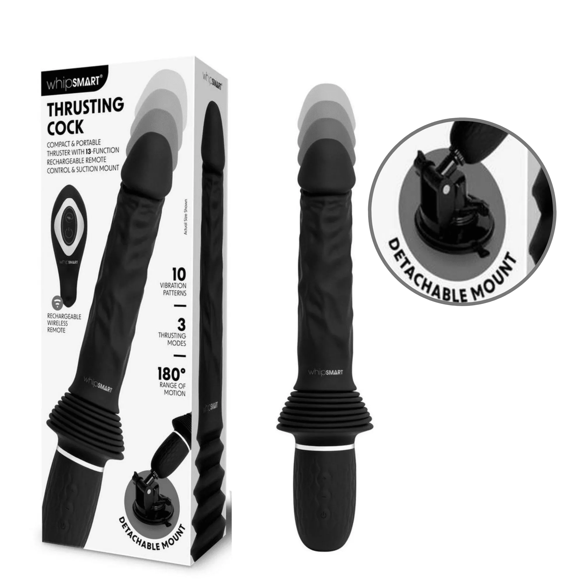 Whipsmart Vibrating Wireless Remote Control Thrusting Realistic Dildo With Handle