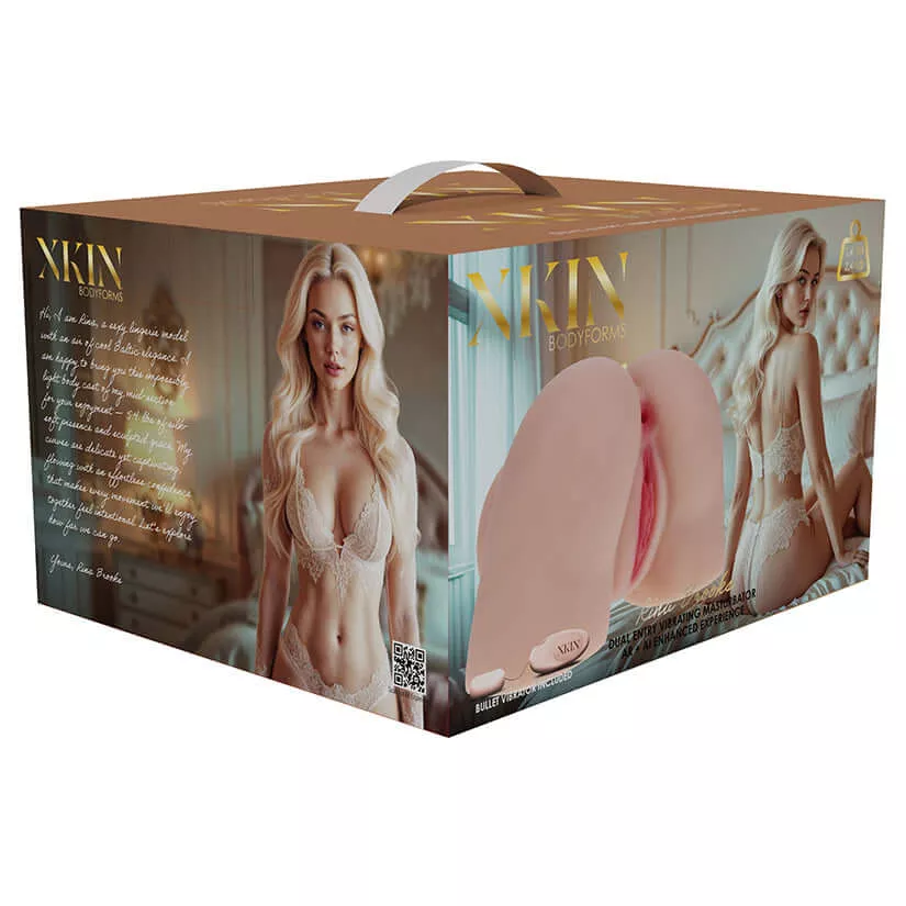 xkin-rina-brooks-dual-entry-vibrating-masturbator-beige Xkin Rina Brooks Dual Entry Vibrating Masturbator Beige