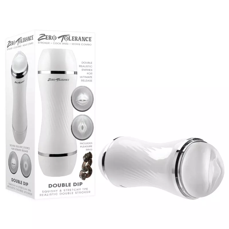 zero-tolerance-double-dip-white-clear-21-2-cm-double-ended-stroker-ze-ms-9529-2 Zero Tolerance DOUBLE DIP - White/Clear 21.2 cm Double Ended Stroker - ZE-MS-9529-2