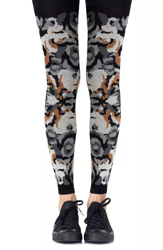 zohara-earth-goddess-grey-orange-footless-tights Zohara “Earth Goddess” Grey Orange Footless Tights