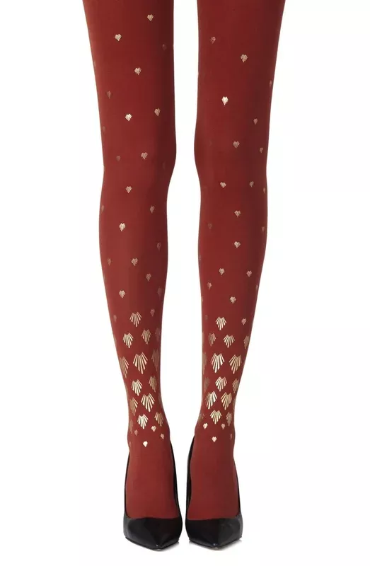 zohara-shell-out-rust-print-tights Zohara “Shell Out” Rust Print Tights
