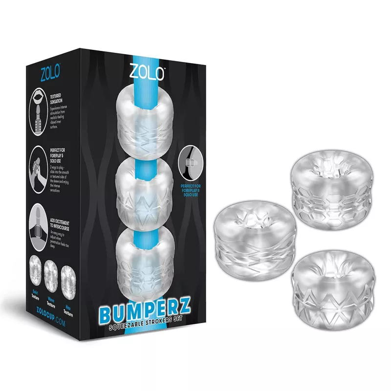 zolo-bumperz-squeezable-stroker-set-clear Zolo – Bumperz Squeezable Stroker Set (Clear)